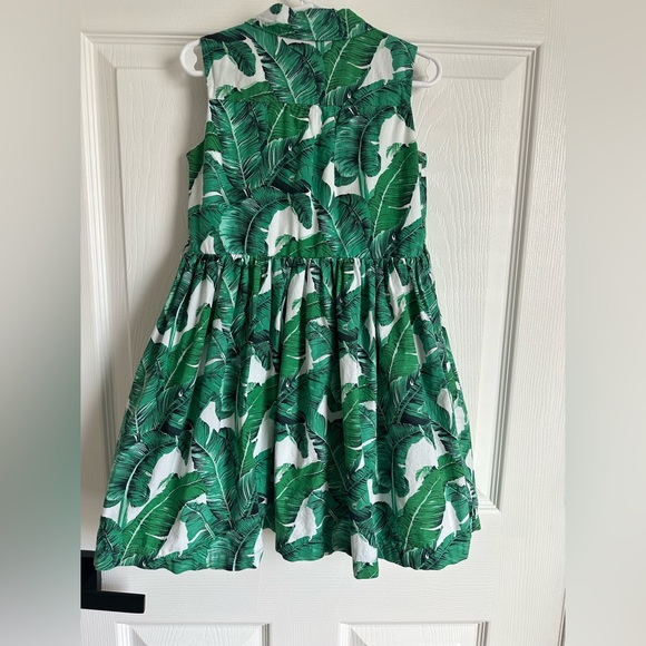 Kair Toddlers Dress Size 5-6 Green Palm Leaves 100% Cotton Girl Dress - Picture 4 of 9